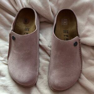 Zermatt Birkenstock suede pink with white stitching, small emblem, New! 8